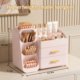 Asdbko Large Capacity Makeup Organizer side view showcasing compartments