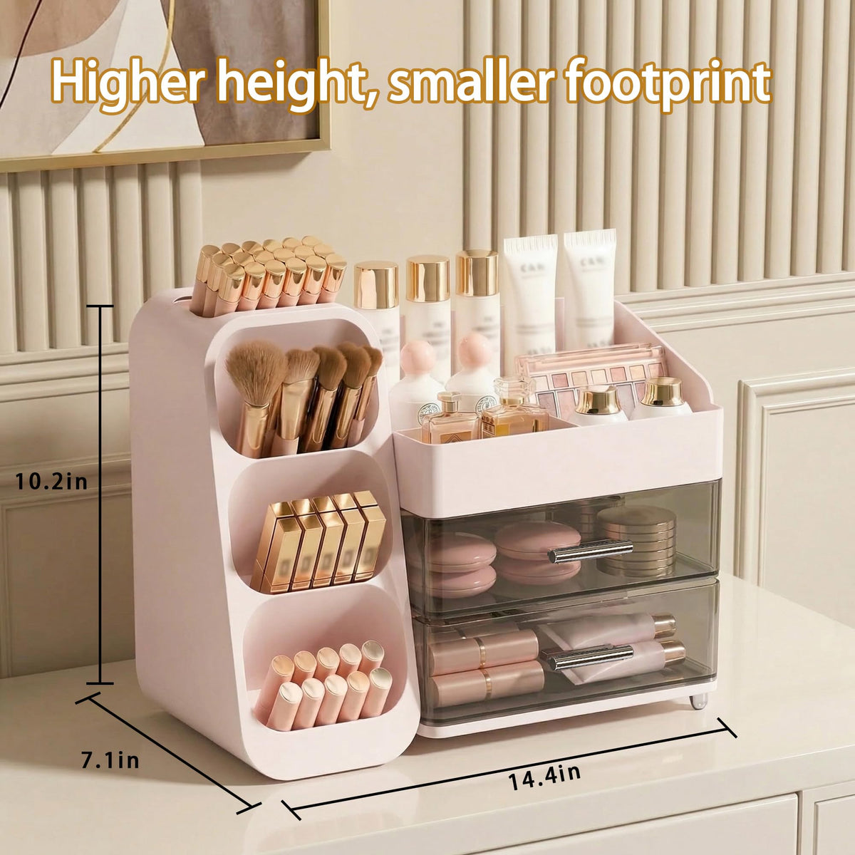 Asdbko Makeup Organizer displaying skincare products