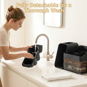 Asdbko makeup organizer in a bathroom setting