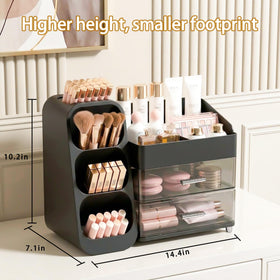 Asdbko makeup organizer with lipsticks and brushes organized