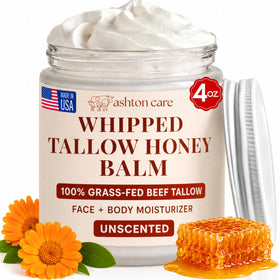 ASHTON CARE Whipped Beef Tallow and Honey Balm 4oz jar front view