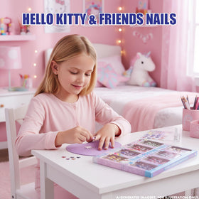 Assorted Hello Kitty designs in the press-on nails set