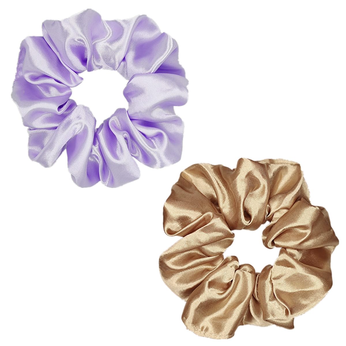 Assorted light colour Sufermoe satin silk hair scrunchies laid out