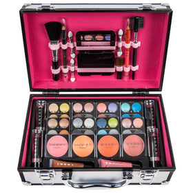 Assorted makeup brushes included in SHANY train case