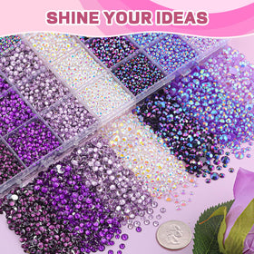 Assorted rhinestones in a box ready for crafting