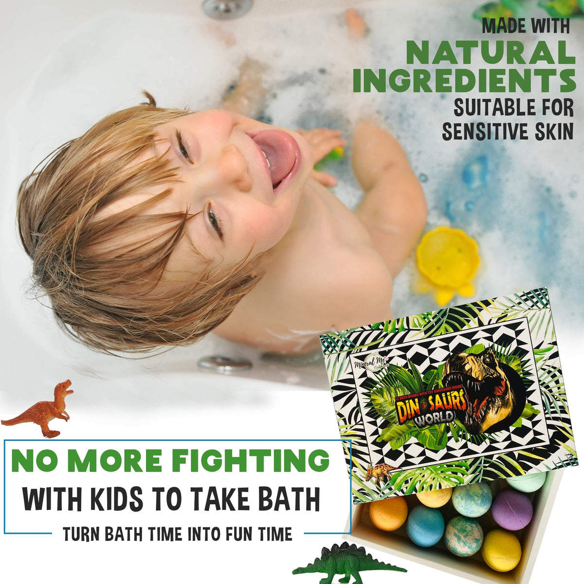 Assorted scents of Mineral Me California Dinosaur Bath Bombs
