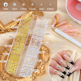 Assorted silver and gold caviar beads in BELLEBOOST nail kit