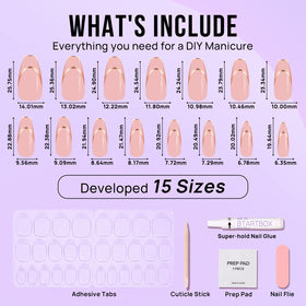 Assorted sizes of BTArtbox Press On Nails displayed
