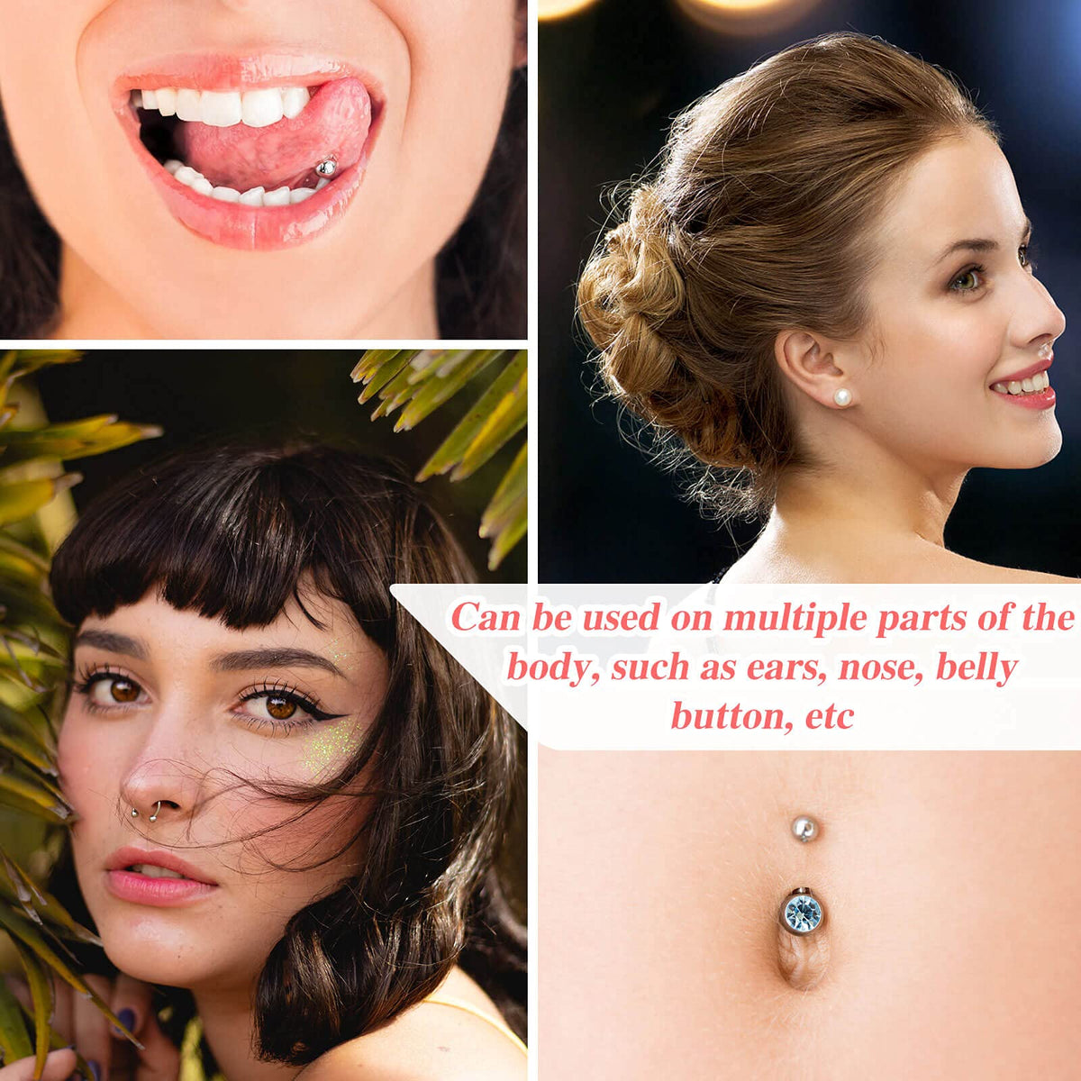 Assorted stainless steel earring studs in various sizes