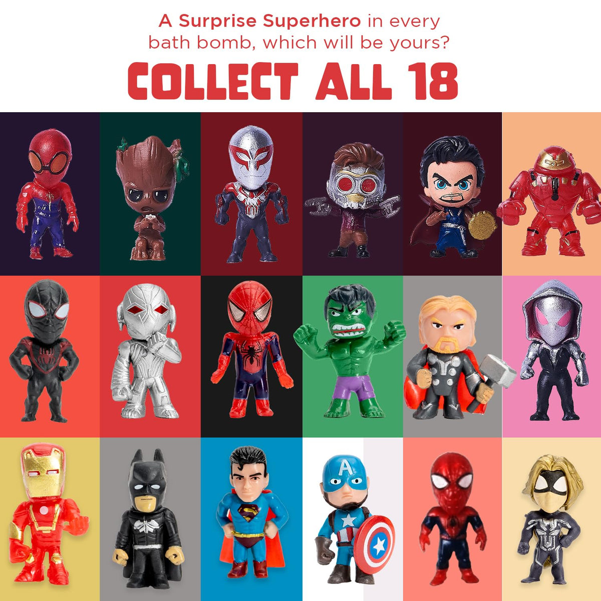 Assorted superhero toys revealed from Two Sisters bath bombs
