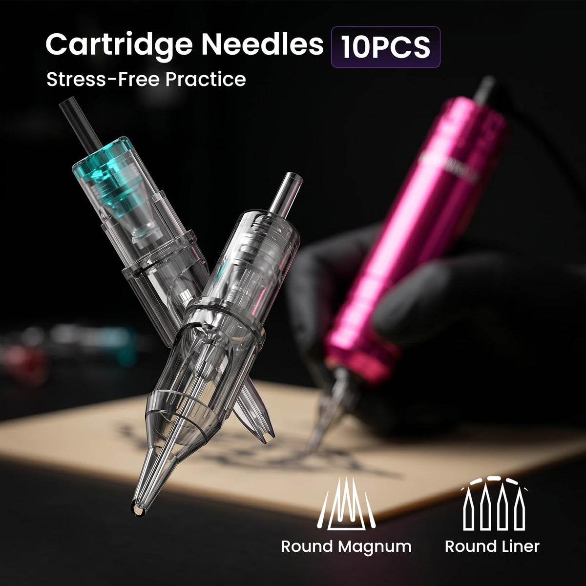 Assorted tattoo cartridge needles in Wormhole Tattoo Kit