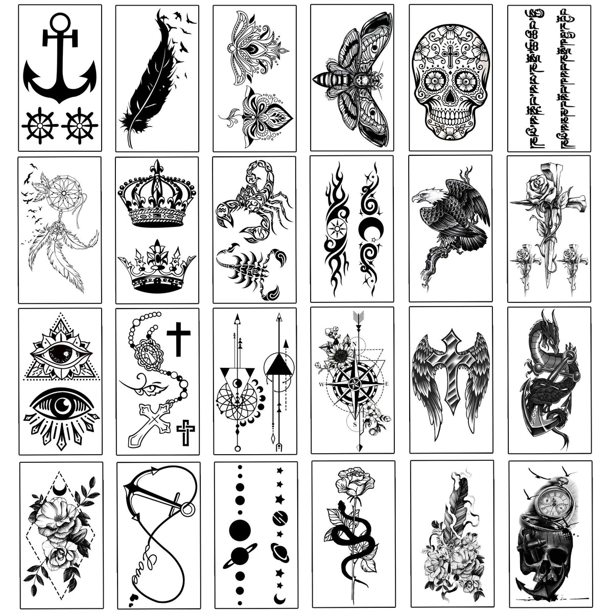 Assortment of Yazhiji temporary tattoos on skin