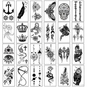Assortment of Yazhiji temporary tattoos on skin