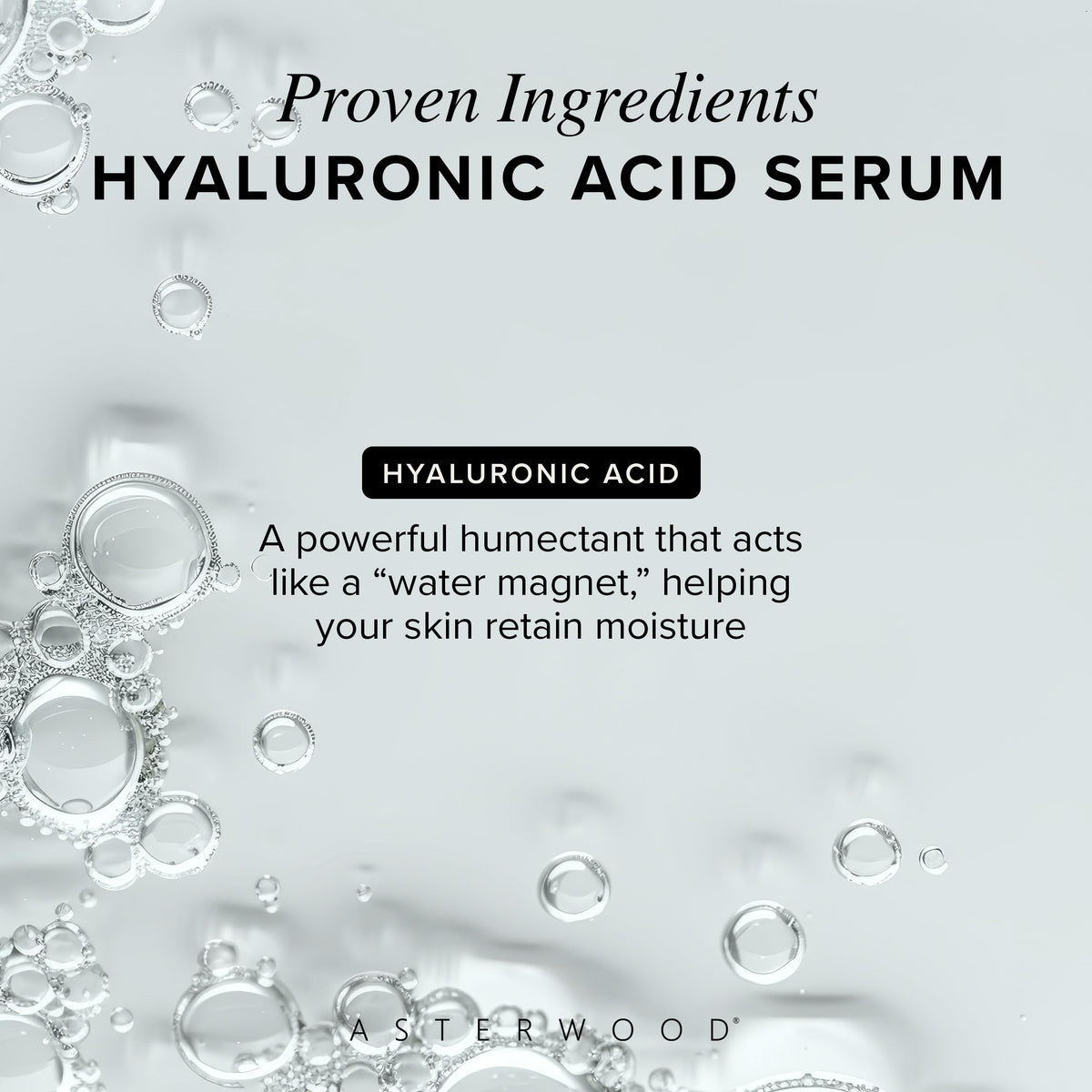Asterwood Hyaluronic Acid Serum applied on skin