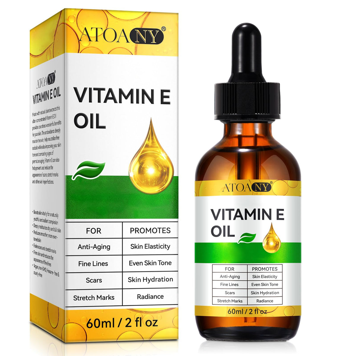 ATOANY Vitamin E Oil 2 Fl Oz bottle front view