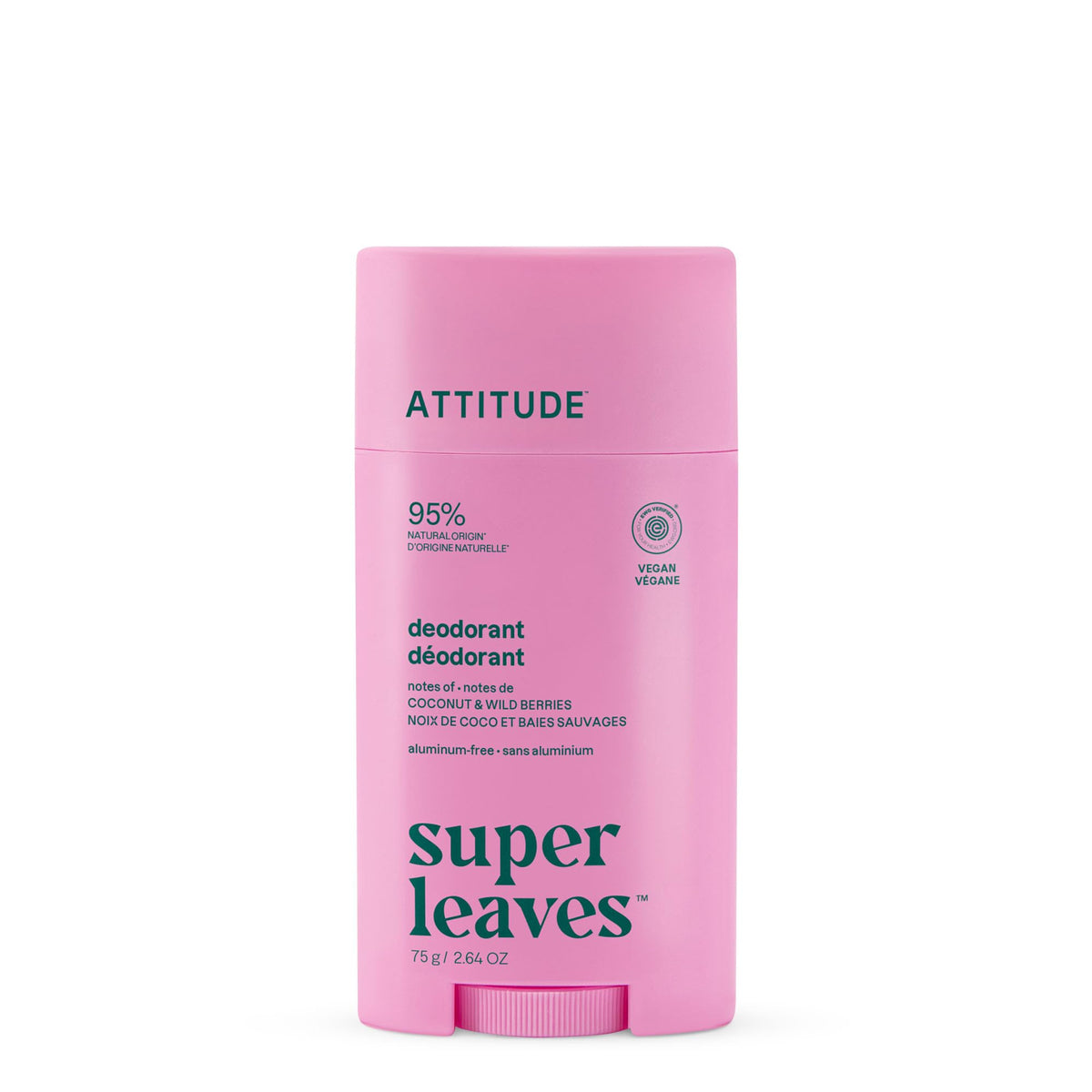 ATTITUDE Aluminum Free Deodorant Coconut & Wild Berries front view