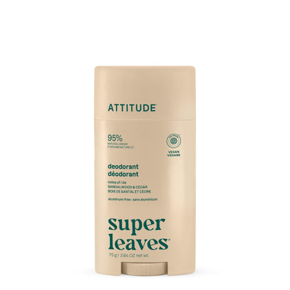 ATTITUDE Aluminum Free Deodorant front view, Sandalwood & Cedar scent