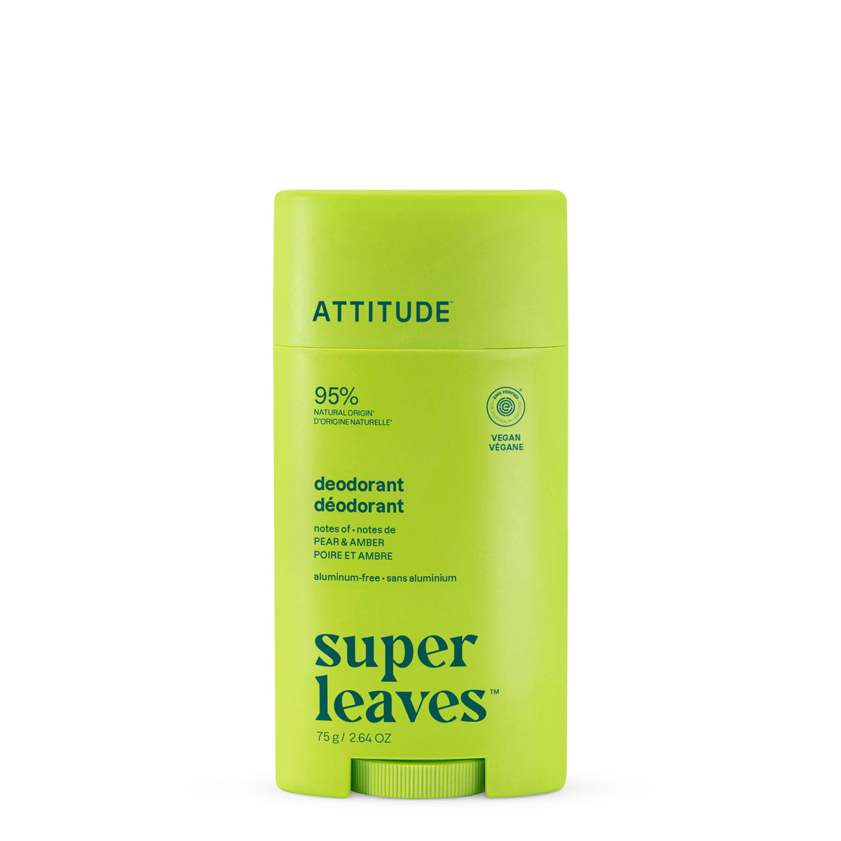 ATTITUDE Aluminum Free Deodorant Pear & Amber front view