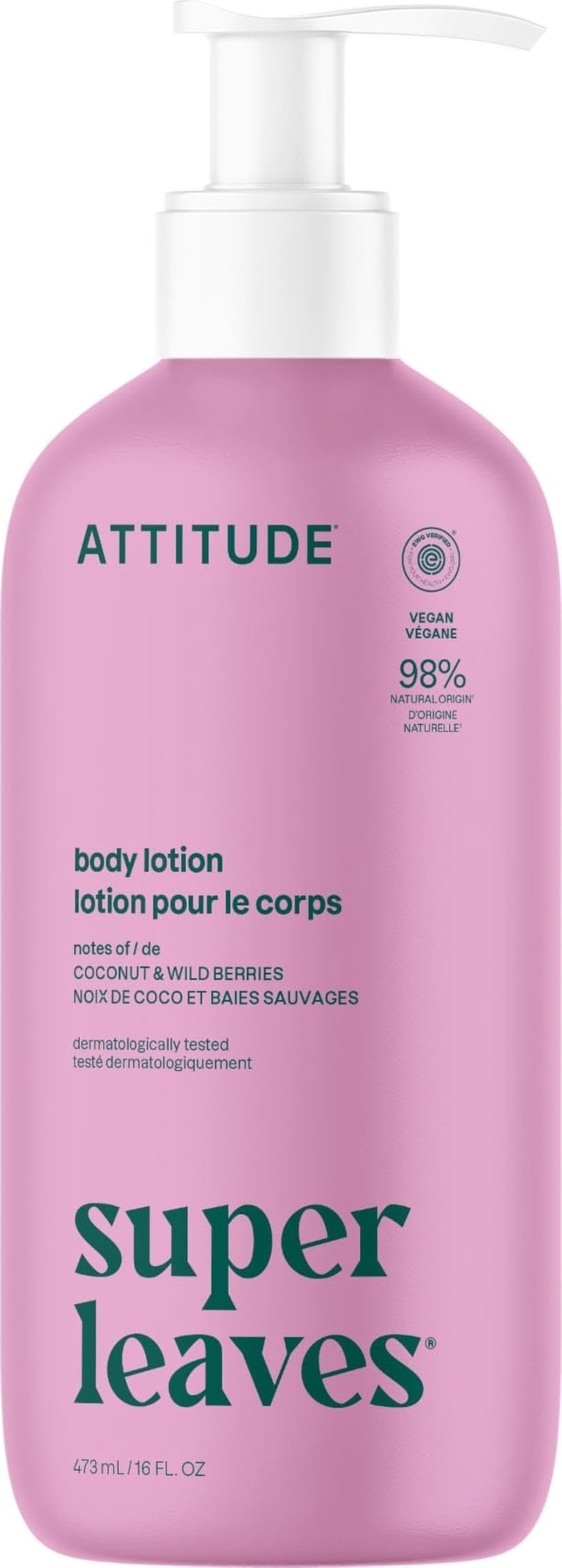 ATTITUDE Body Lotion Coconut & Wild Berries front view