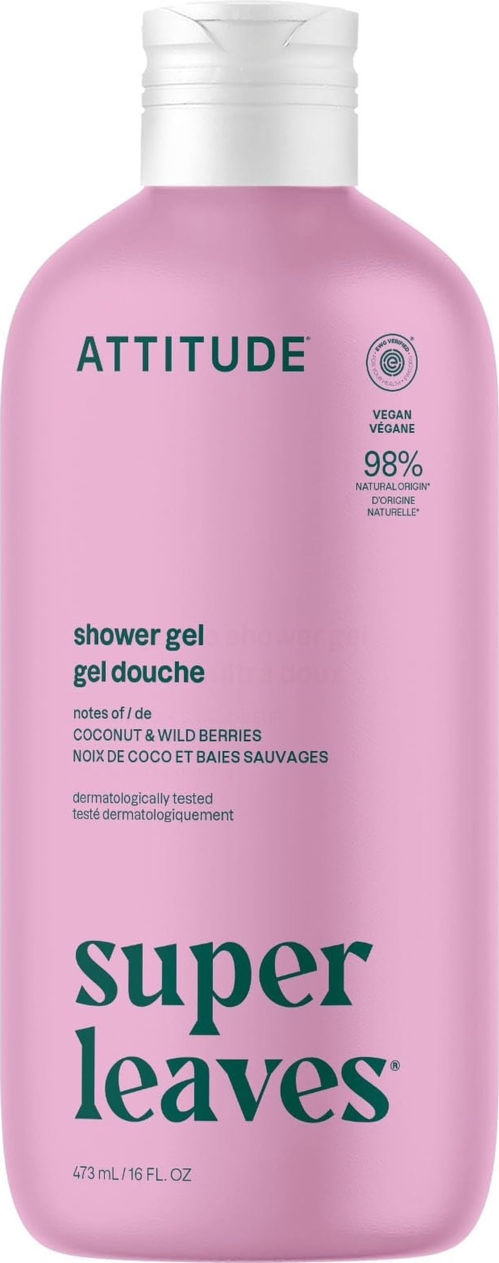 ATTITUDE Body Wash 16 Fl Oz Coconut & Wild Berries front view