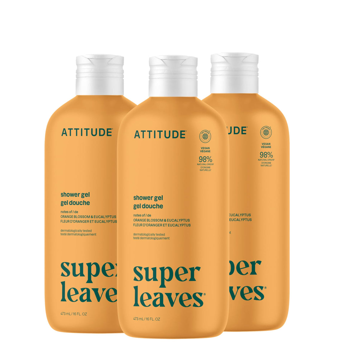 ATTITUDE Body Wash 16 Fl Oz front view with orange blossom and eucalyptus scent