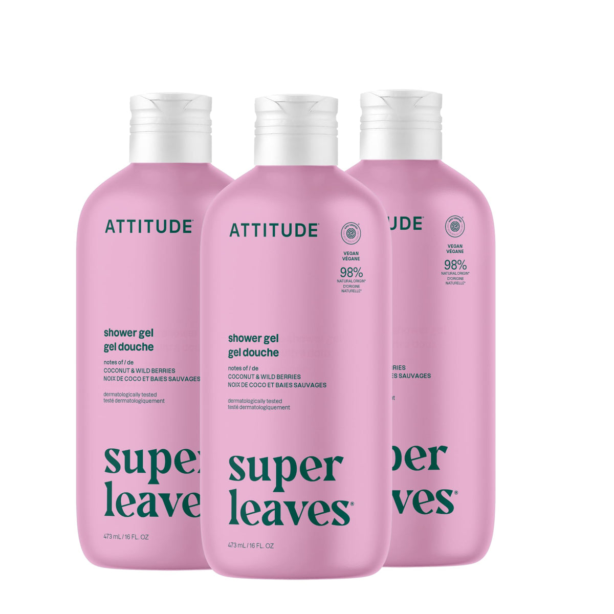 ATTITUDE Body Wash Coconut & Wild Berries front view
