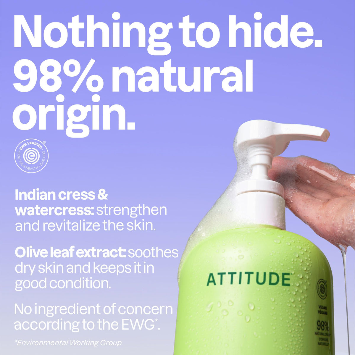 ATTITUDE Body Wash Pear & Amber Scent side view