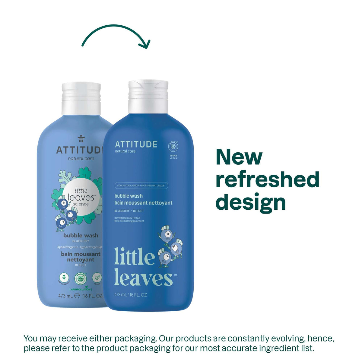 ATTITUDE Bubble Wash for Kids 16 Fl Oz Blueberry side view
