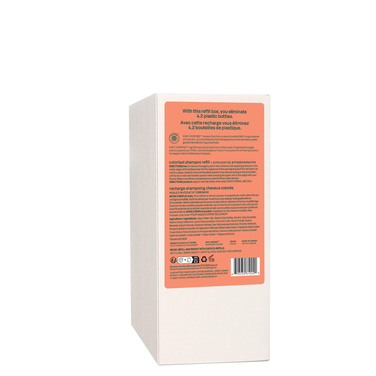 ATTITUDE Colorlast Hair Shampoo with peach blossom and melon fragrance