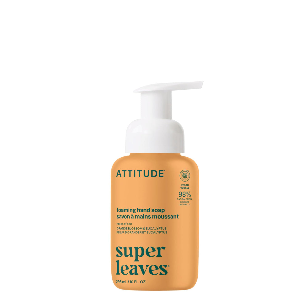 ATTITUDE Foaming Hand Soap front view with orange blossom and eucalyptus scent
