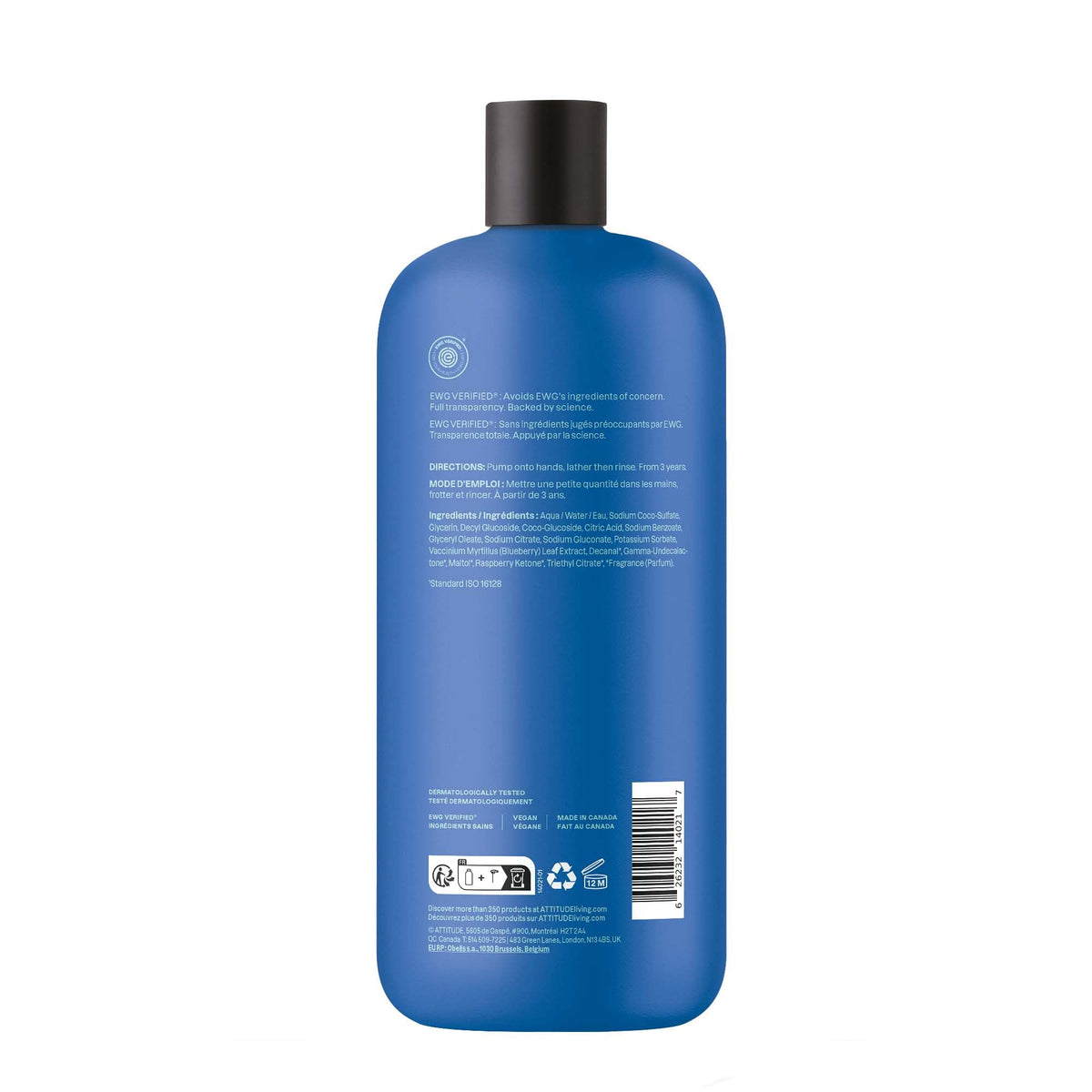 ATTITUDE Kids Foaming Hand Soap refill bottle with blueberry scent