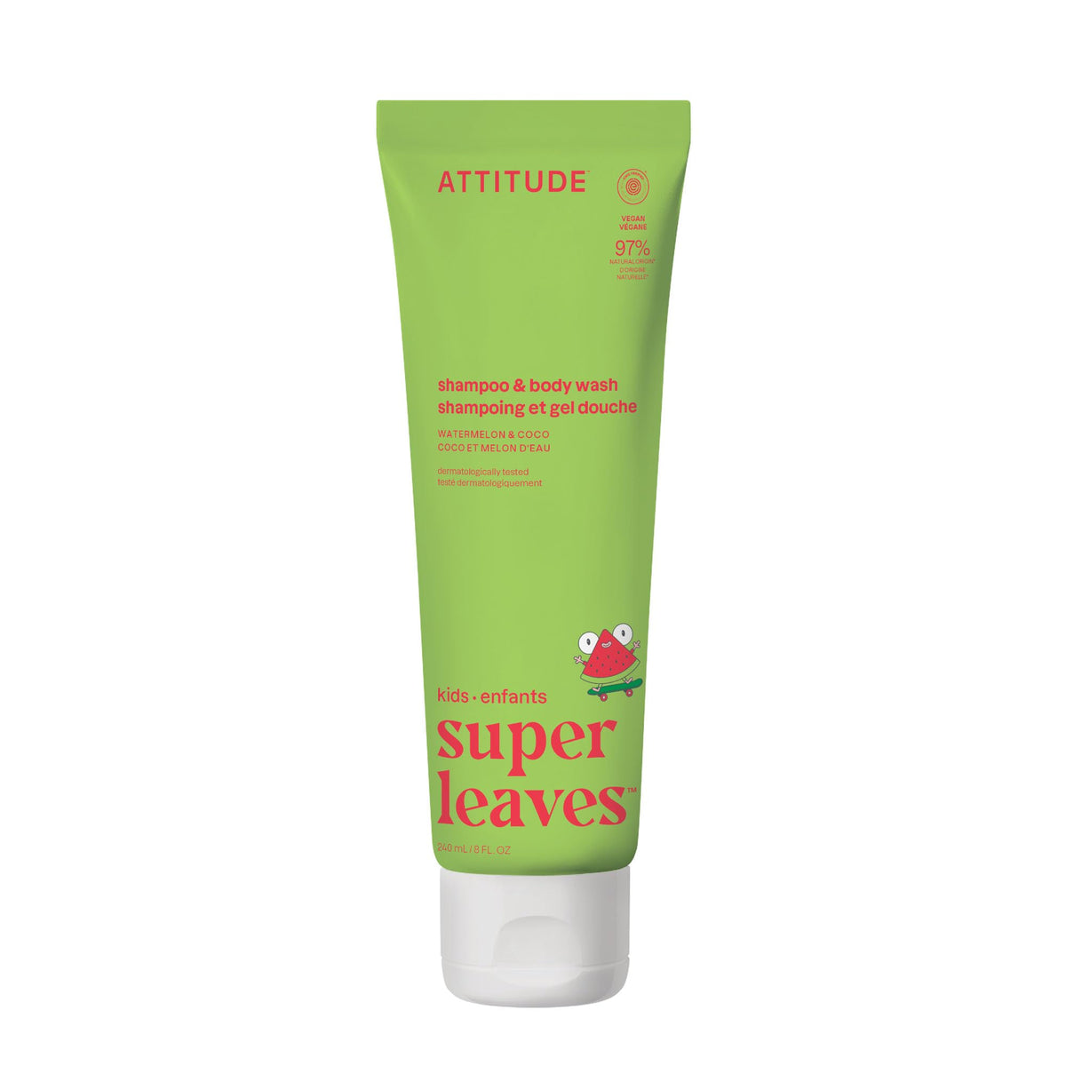 ATTITUDE Kids Shampoo and Body Wash front view with Watermelon & Coco scent