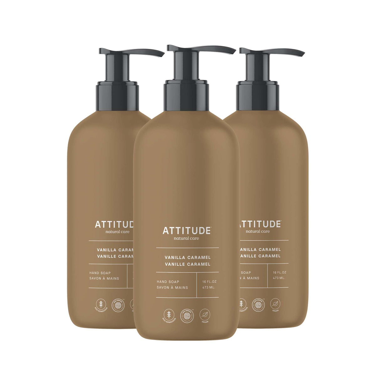 ATTITUDE Limited Edition Liquid Hand Soap Vanilla Caramel front view