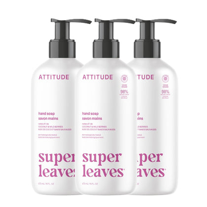ATTITUDE Liquid Hand Soap Coconut & Wild Berries front view