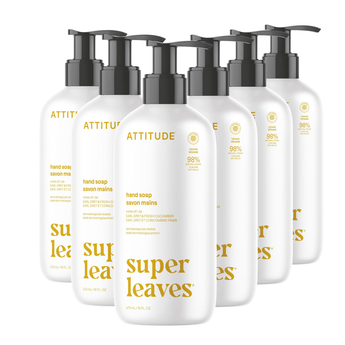 ATTITUDE Liquid Hand Soap front view with Earl Grey & cucumber scent
