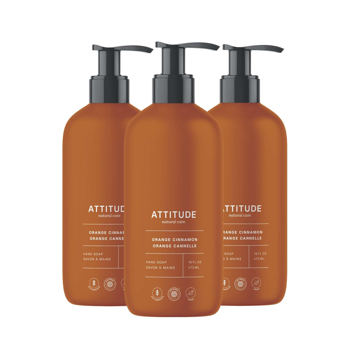 ATTITUDE Liquid Hand Soap Orange Cinnamon front view