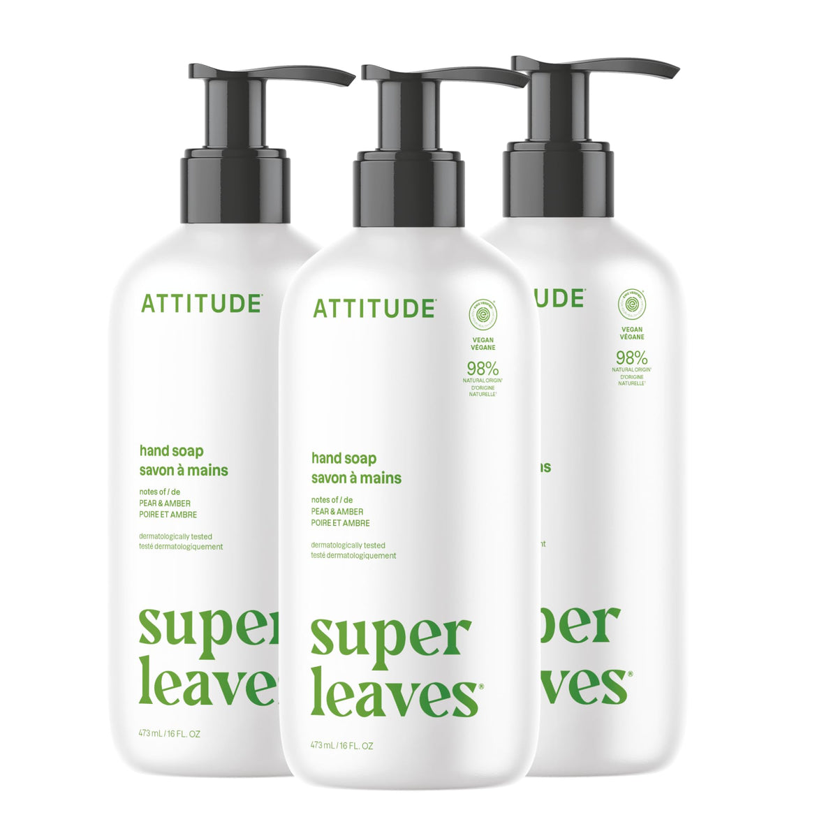 ATTITUDE Liquid Hand Soap Pear & Amber front view