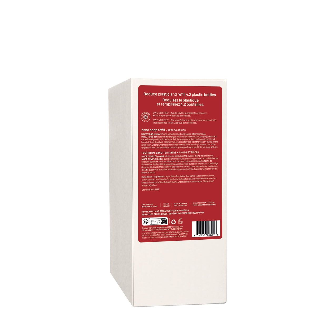 ATTITUDE Liquid Hand Soap Refill Apple & Spices with ingredients