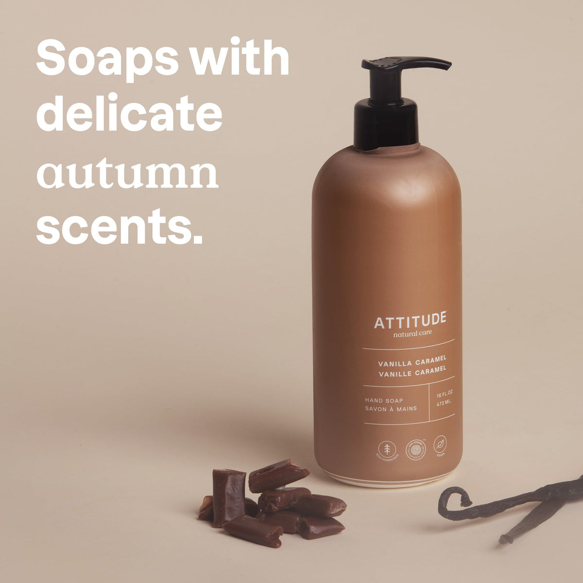ATTITUDE Liquid Hand Soap Vanilla Caramel back label