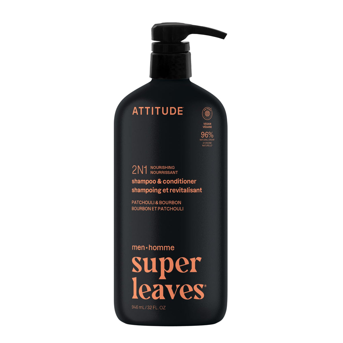 ATTITUDE Men's 2-in-1 Shampoo and Conditioner 32 Fl Oz front view