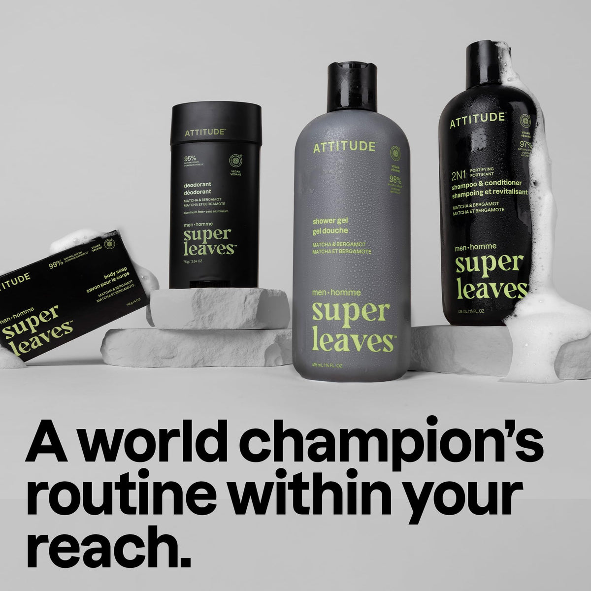 ATTITUDE Men's 2-in-1 Shampoo and Conditioner cap open