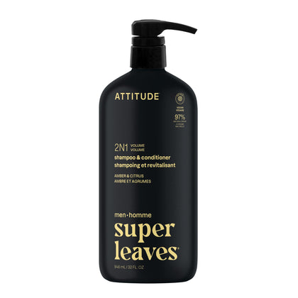 ATTITUDE Men's 2-in-1 Shampoo and Conditioner front view