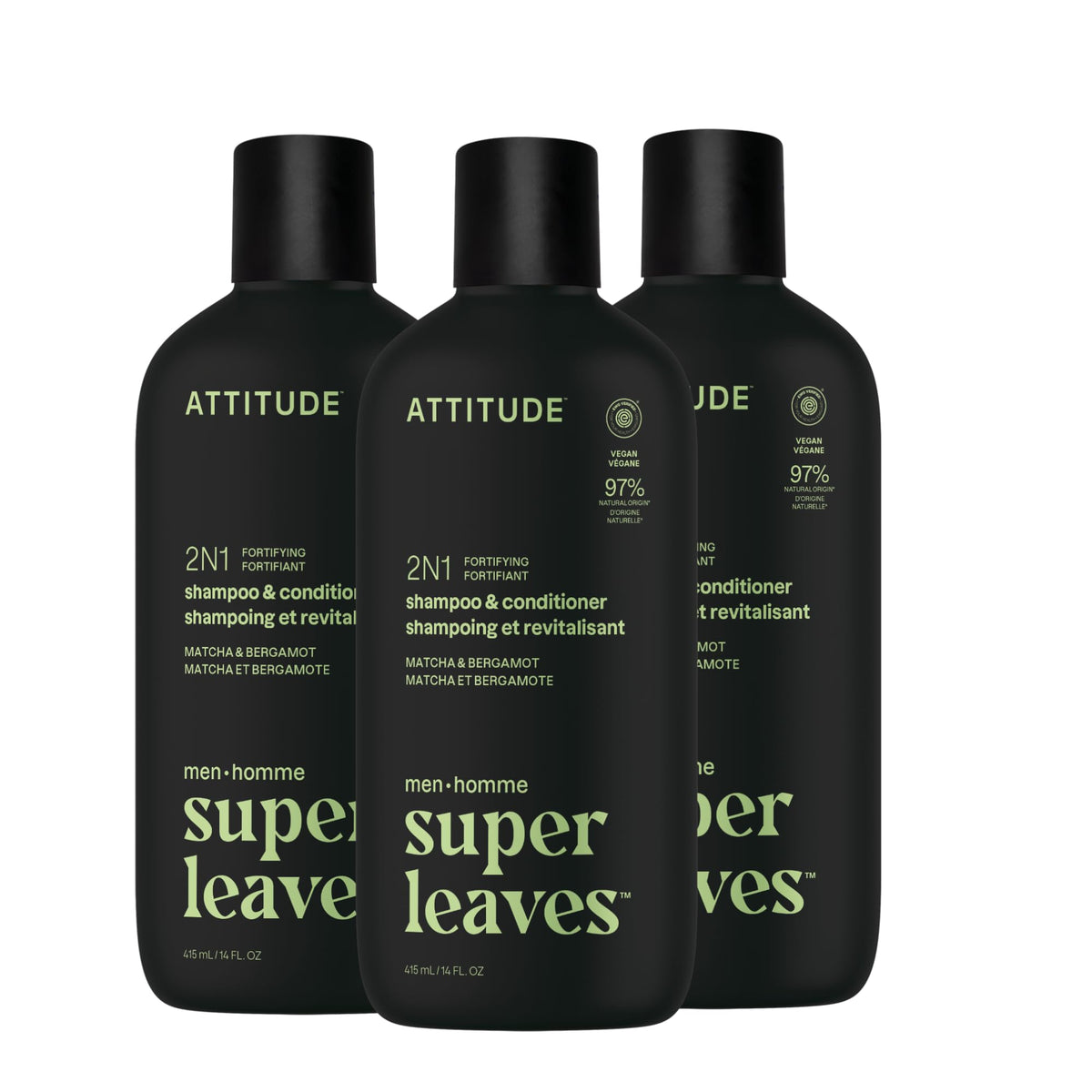 ATTITUDE Men's 2-in-1 Shampoo and Conditioner front view, 14 Fl Oz