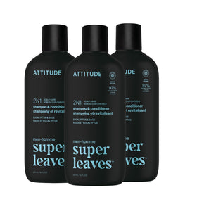 ATTITUDE Men's 2-in-1 Shampoo and Conditioner front view, Eucalyptus & Sage scent