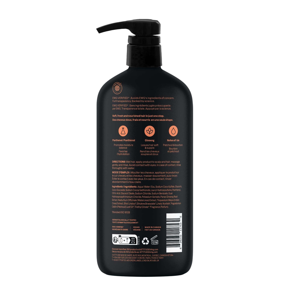 ATTITUDE Men's 2-in-1 Shampoo and Conditioner packaging details