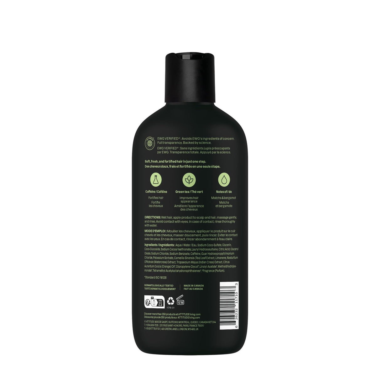 ATTITUDE Men's 2-in-1 Shampoo and Conditioner with matcha powder
