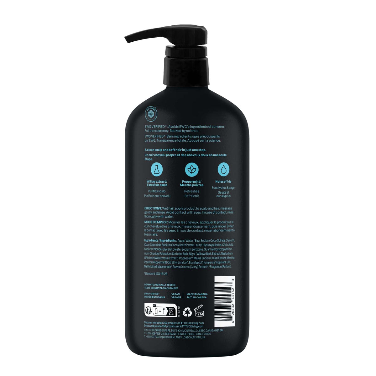 ATTITUDE Men's 2-in-1 Shampoo and Conditioner with natural ingredients