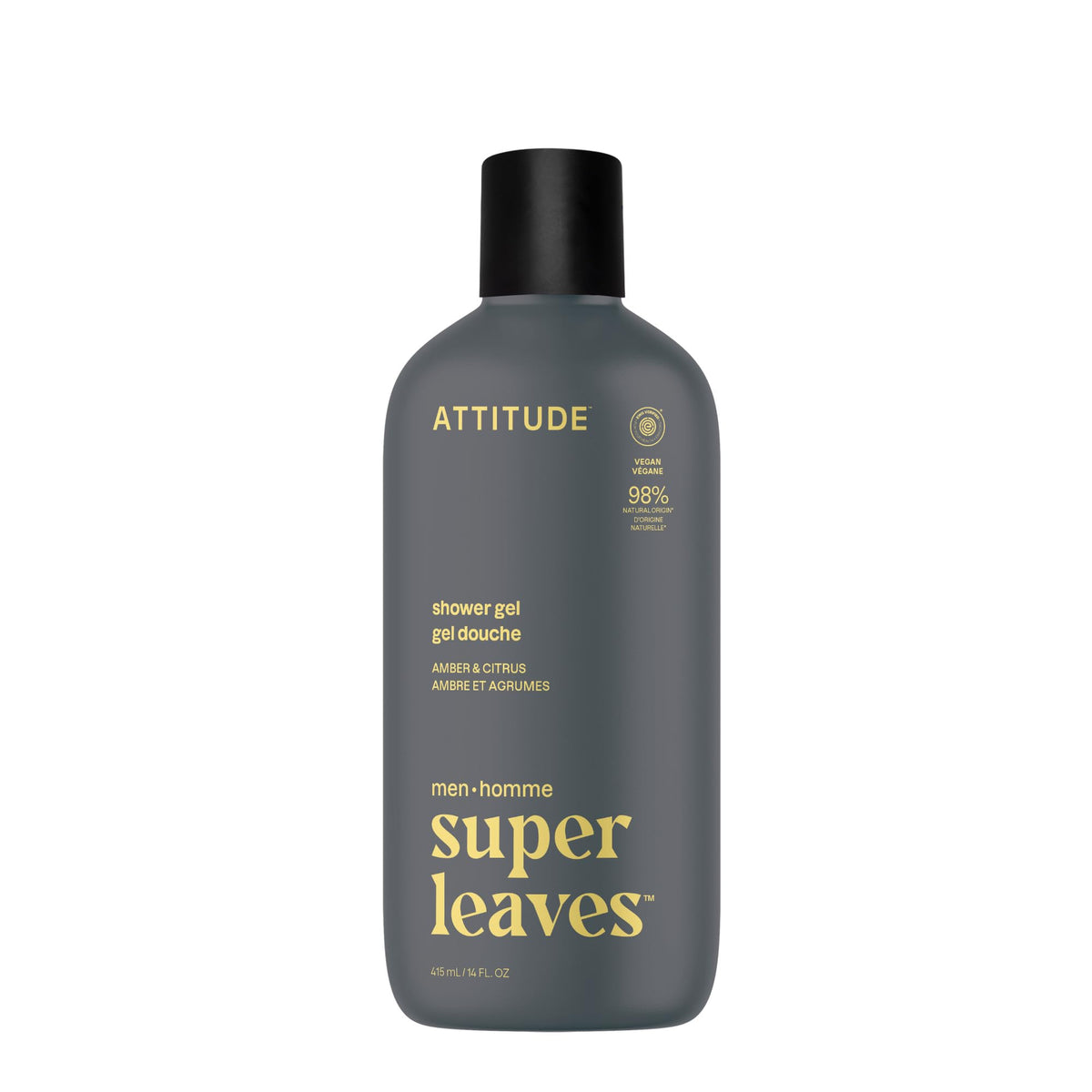 ATTITUDE Men's Amber & Citrus Shower Gel 415 mL front view