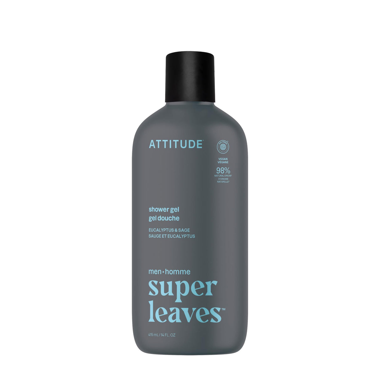 ATTITUDE Men's Eucalyptus & Sage Shower Gel front view 415 mL