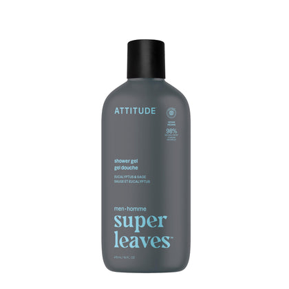 ATTITUDE Men's Eucalyptus & Sage Shower Gel front view 415 mL
